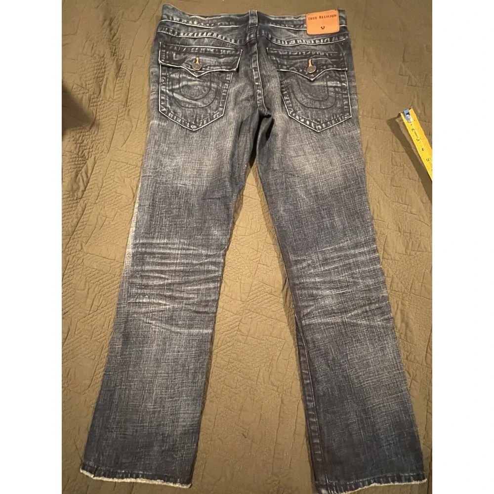 True Religion Men's Dark Blue Jeans Size 36 Relaxed Bootcut 